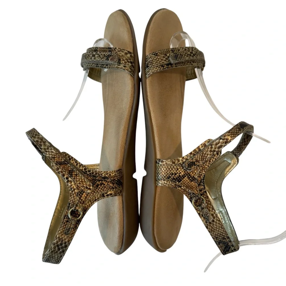 Aerosoles Snake Print  Cushioned Brown Black  Ankle Strap Open Toe‎ Sandals 7.5